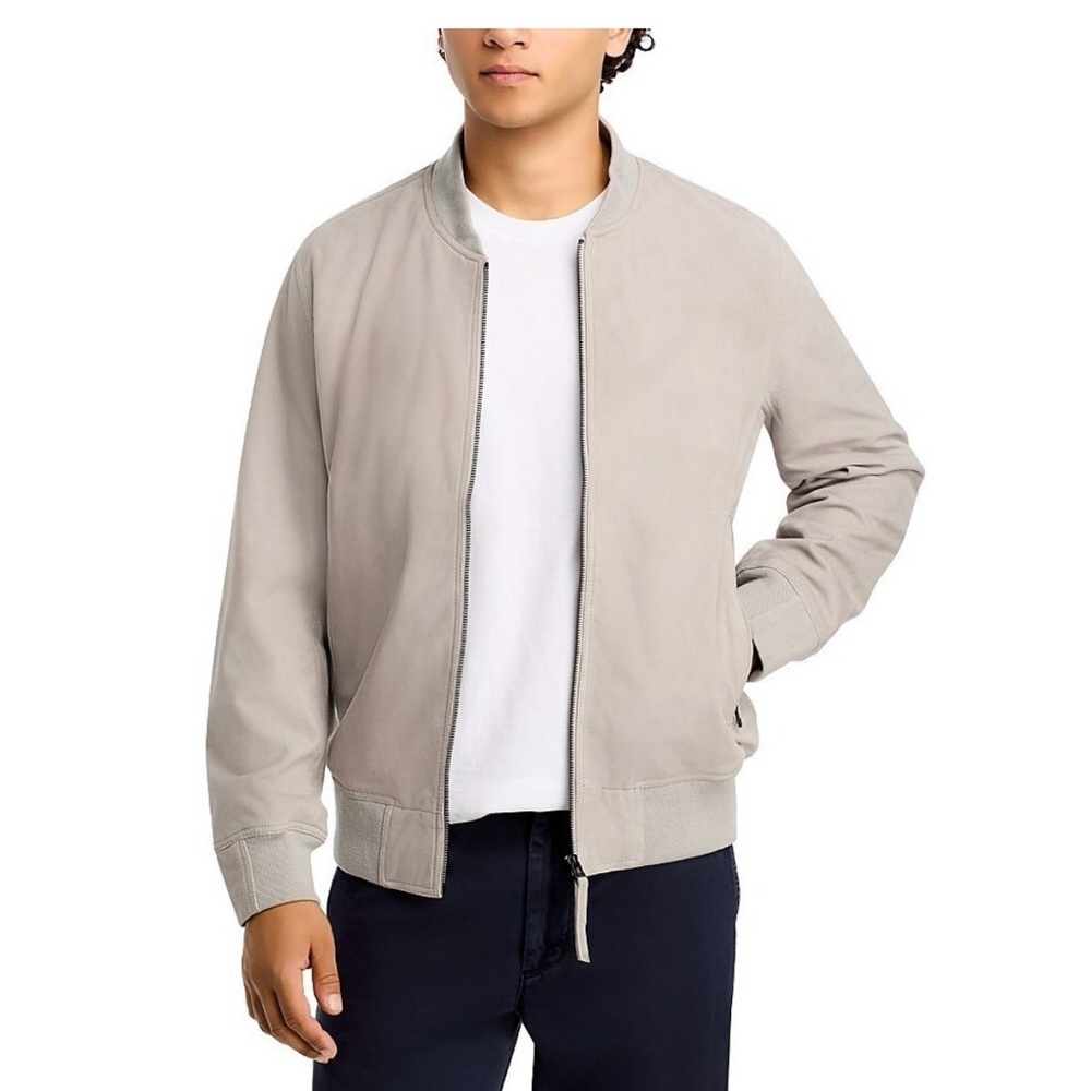 Blank NYC Light Gray Suede Bomber Jacket